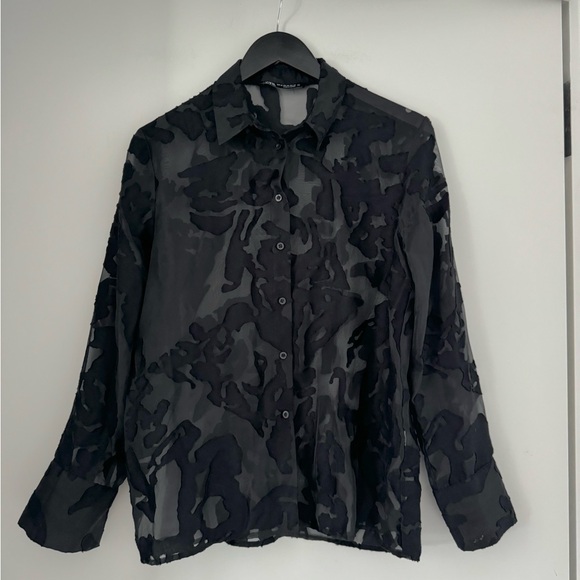 Zara Mixed Fabric Button Down Shirt - Picture 8 of 8